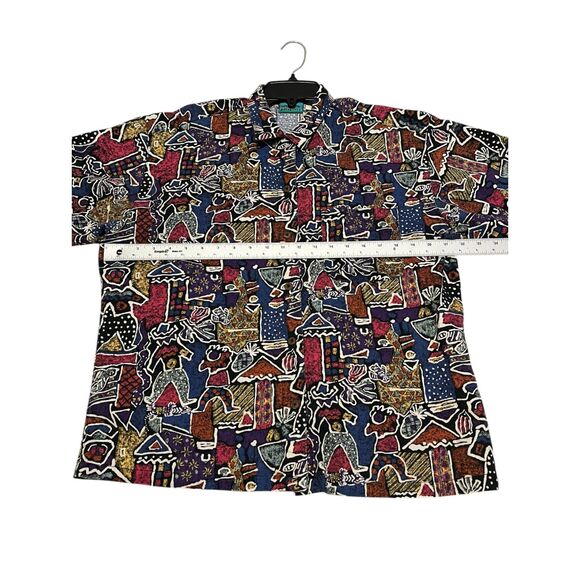 Vintage Women's Patagonia Fishing Tribal Aloha Aztec Print Hawaiian Shirt L - Picture 4 of 6